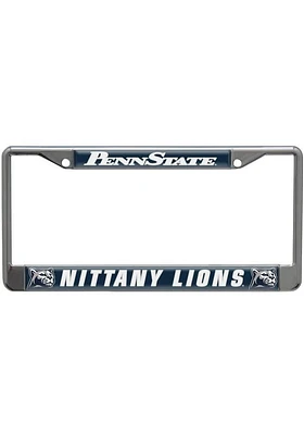 Penn State Nittany Lions Silver Chrome Design License Plate Frame - Navy Blue