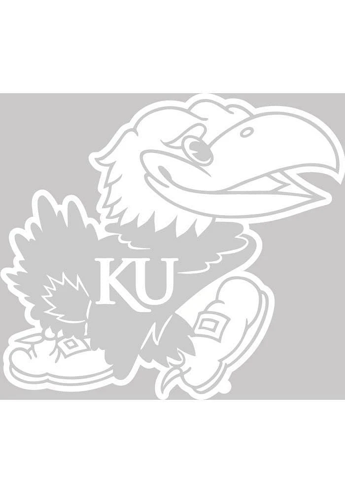 Kansas Jayhawks 3x4 White Jayhawk Auto Decal - White