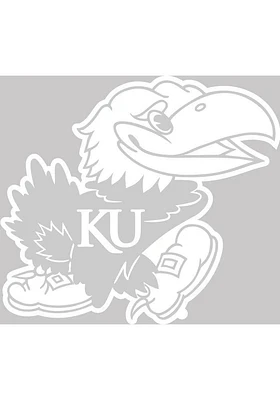 Kansas Jayhawks 3x4 White Jayhawk Auto Decal - White