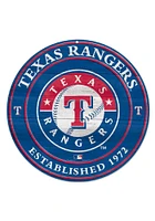Texas Rangers Round Wood Sign - Blue