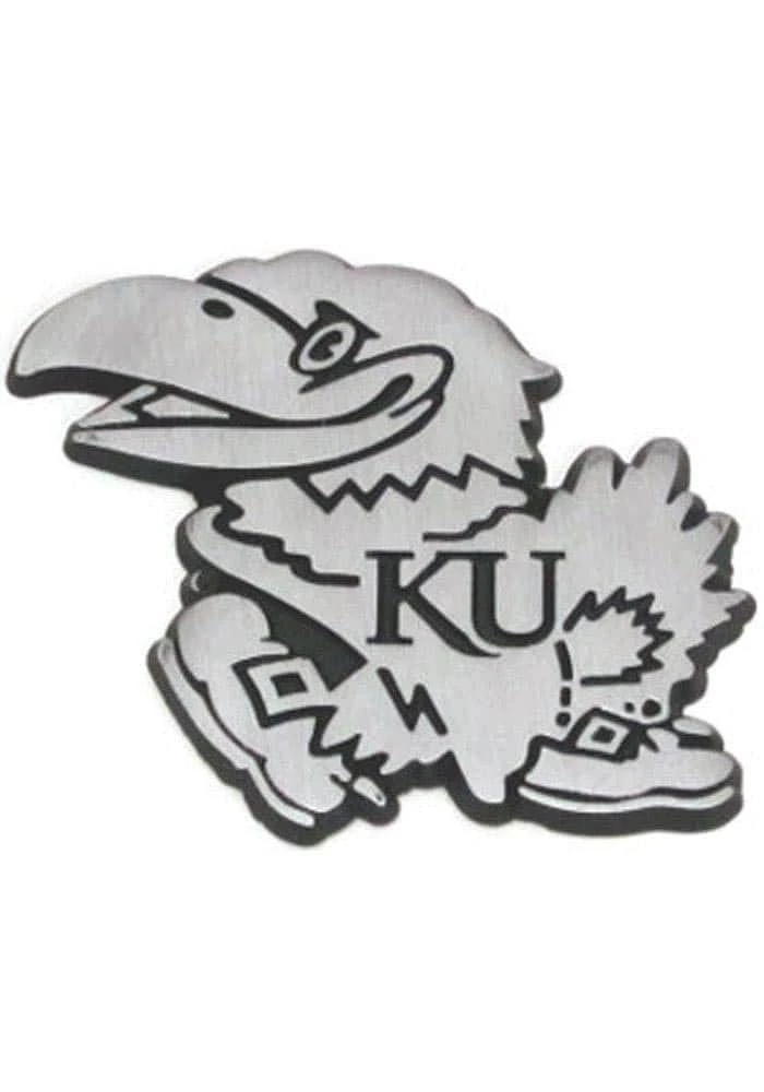 Kansas Jayhawks Stainless Steel Car Emblem - Silver