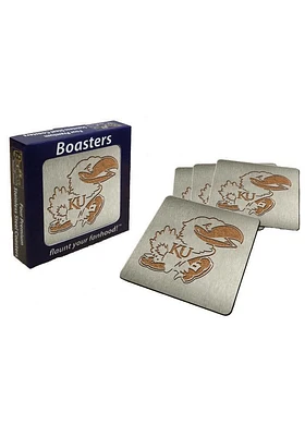 Kansas Jayhawks 4pk Stainless Steel Coaster - Silver