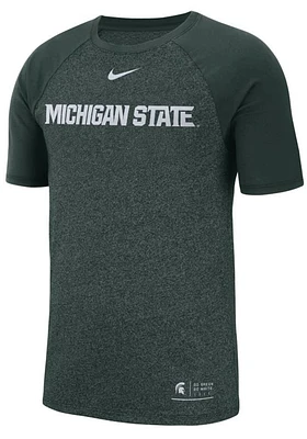 Nike Michigan State Spartans Green Marled Raglan Short Sleeve Fashion T Shirt