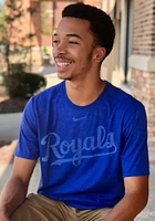 Nike Kansas City Royals Blue Tri Wordmark Short Sleeve Fashion T Shirt