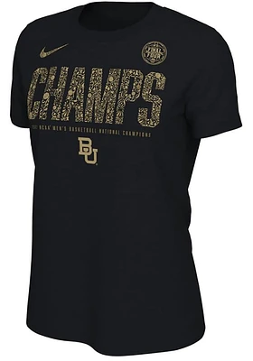 Nike Baylor Bears Womens Black 2021 National Champions Design Short Sleeve T-Shirt