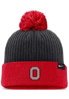 Nike Ohio State Buckeyes Black 2T Peak Standard Cuff Pom Mens Knit Hat