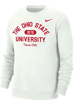 Nike Ohio State Buckeyes Mens White Campus Long Sleeve Crew Sweatshirt