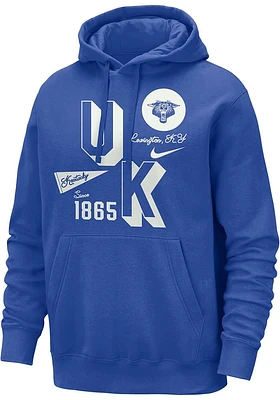 Nike Kentucky Wildcats Mens Blue Club Design Long Sleeve Hoodie