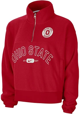 Nike Ohio State Buckeyes Womens Red Fly Qtr Zip