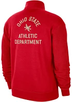 Nike Ohio State Buckeyes Mens Red Athletic Department Long Sleeve 1/4 Zip Pullover