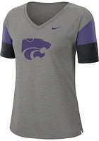 Nike K-State Wildcats Womens Grey Breathe Dri-FIT V Neck T-Shirt