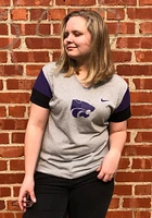 Nike K-State Wildcats Womens Grey Breathe Dri-FIT V Neck T-Shirt