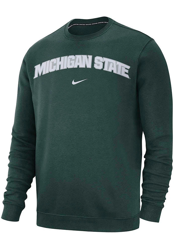 Nike Michigan State Spartans Mens Club Long Sleeve Crew Sweatshirt