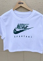 Nike Michigan State Spartans Womens White Spring Break Futura Cropped Short Sleeve T-Shirt