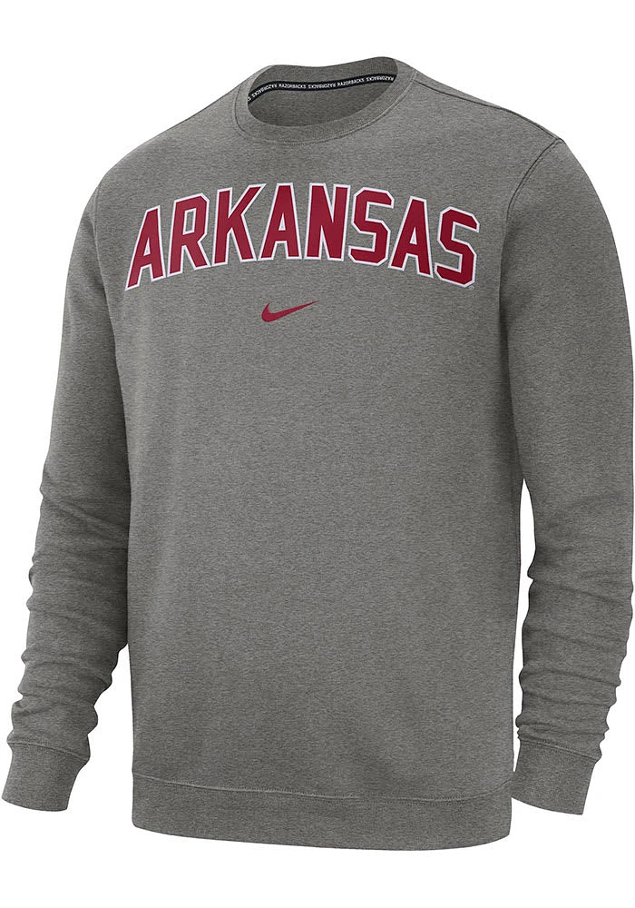 Nike Arkansas Razorbacks Mens Club Fleece Long Sleeve Crew Sweatshirt