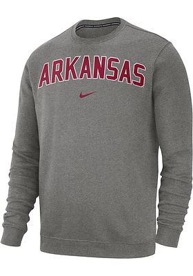 Nike Arkansas Razorbacks Mens Club Fleece Long Sleeve Crew Sweatshirt