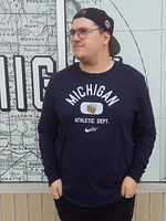 Nike Michigan Wolverines Navy Blue Textured Long Sleeve T Shirt