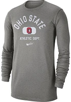 Nike Ohio State Buckeyes Grey Textured Long Sleeve T Shirt