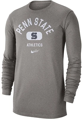 Nike Penn State Nittany Lions Grey Textured Long Sleeve T Shirt