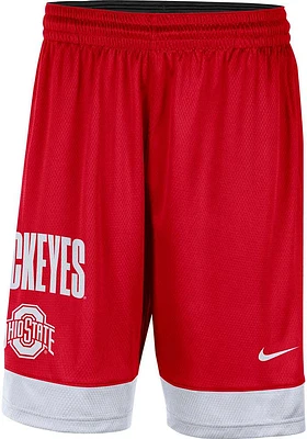 Nike Ohio State Buckeyes Mens Red Stacked Fast Break Shorts