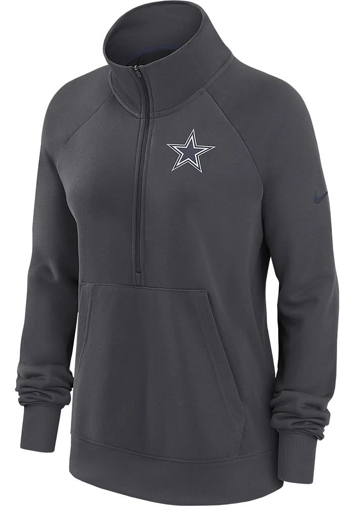 Nike Dallas Cowboys Womens Grey Premium Qtr Zip Pullover