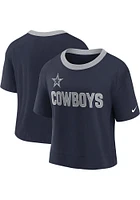 Nike Dallas Cowboys Womens Navy Blue Football Fan High Short Sleeve T-Shirt