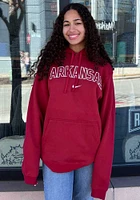 Nike Arkansas Razorbacks Mens Crimson Club Fleece Arch Long Sleeve Hoodie