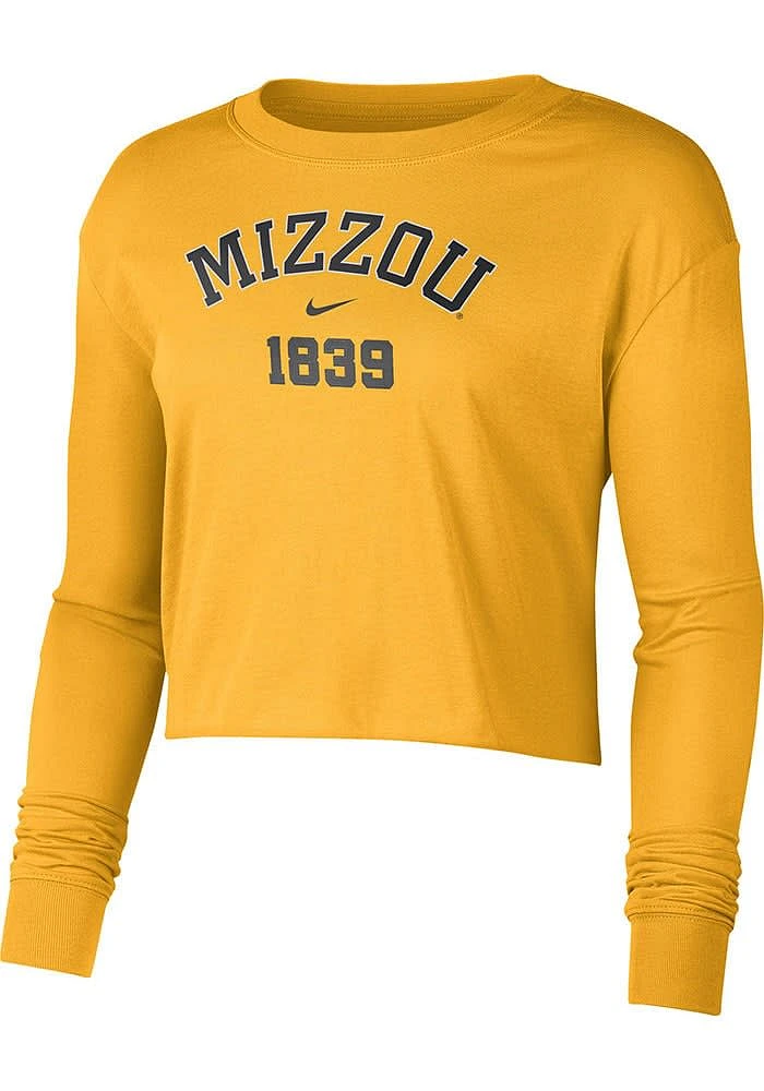 Nike Missouri Tigers Womens Gold Crop LS Tee