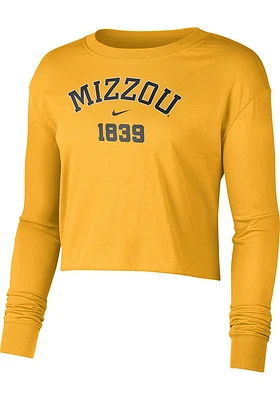 Nike Missouri Tigers Womens Gold Crop LS Tee