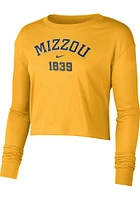 Nike Missouri Tigers Womens Gold Crop LS Tee