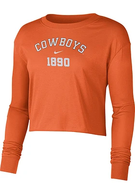 Nike Oklahoma State Cowboys Womens Orange Crop LS Tee
