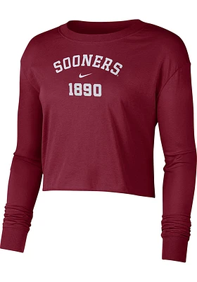 Nike Oklahoma Sooners Womens Crimson Crop LS Tee