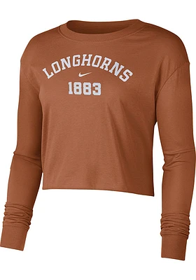 Nike Texas Longhorns Womens Burnt Orange Crop LS Tee