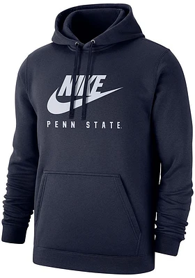 Nike Penn State Nittany Lions Mens Navy Blue Club Fleece Big Swoosh Long Sleeve Hoodie