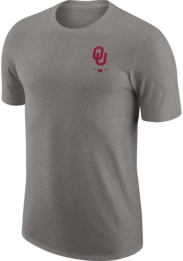 Nike Oklahoma Sooners Grey DriFIT Triblend Logo Short Sleeve Fashion T Shirt
