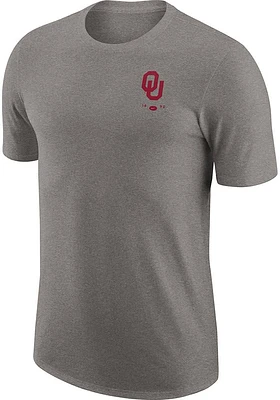 Nike Oklahoma Sooners Grey DriFIT Triblend Logo Short Sleeve Fashion T Shirt