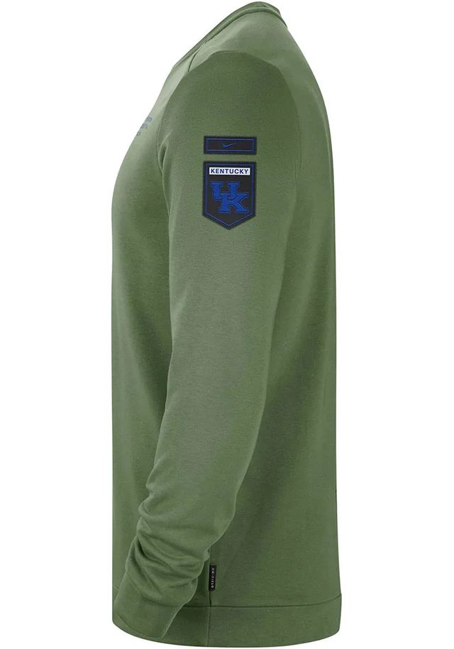 Nike Kentucky Wildcats Mens Olive Dri-FIT Military Long Sleeve Crew Sweatshirt