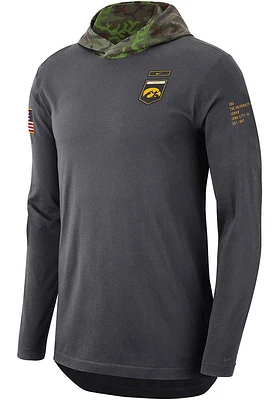 Nike Iowa Hawkeyes Mens Grey Military Long Sleeve Hoodie