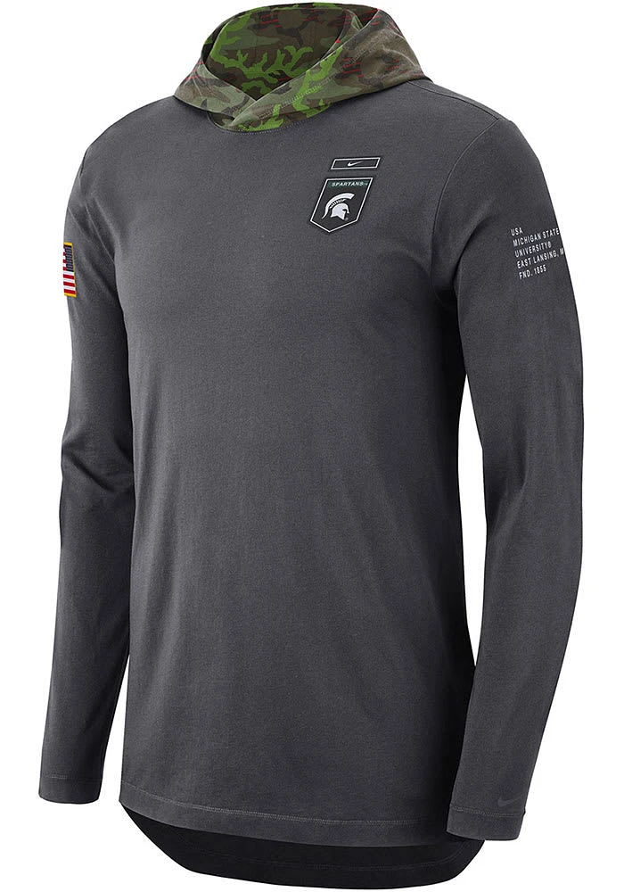 Nike Michigan State Spartans Mens Grey Military Long Sleeve Hoodie