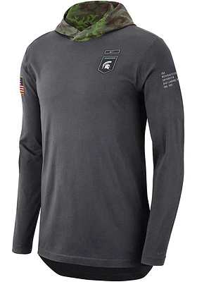 Nike Michigan State Spartans Mens Grey Military Long Sleeve Hoodie
