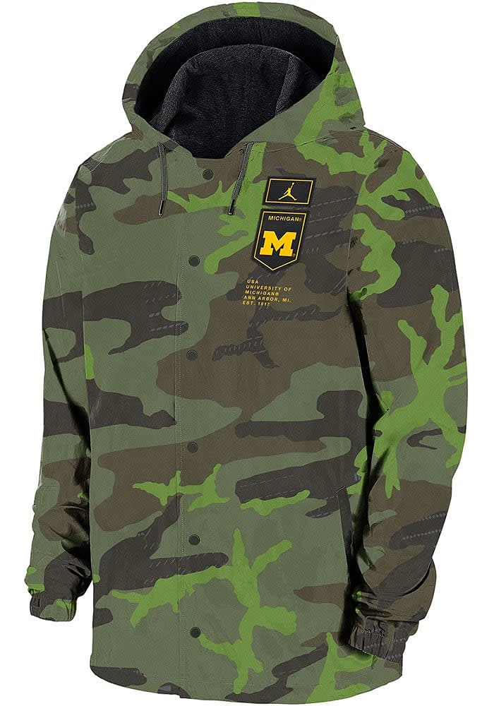 Nike Michigan Wolverines Mens Olive Jordan Military Light Weight Jacket