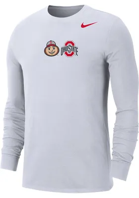 Nike Ohio State Buckeyes White Mascot Long Sleeve T Shirt