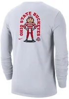 Nike Ohio State Buckeyes White Mascot Long Sleeve T Shirt