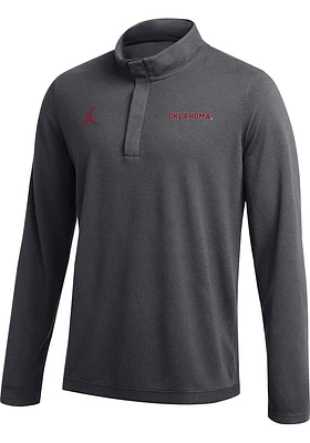 Nike Oklahoma Sooners Mens Grey Jordan DriFIT Long Sleeve Qtr Zip Pullover