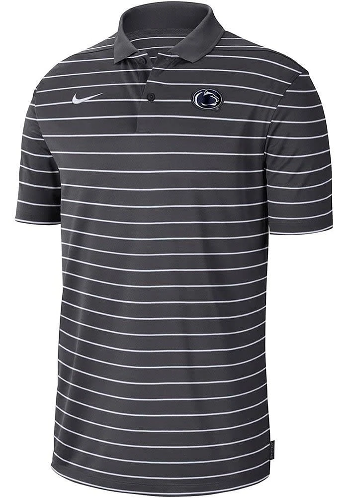 Nike Penn State Nittany Lions Mens Grey Victory Stripe Short Sleeve Polo
