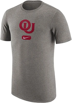 Nike Oklahoma Sooners Grey Campus DriFIT Tri Athletic Short Sleeve T Shirt