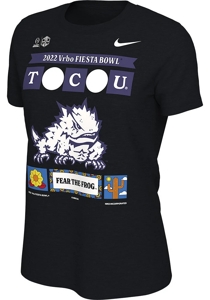 Nike TCU Horned Frogs Womens Black 2022 College Football Playoff Bound Short Sleeve T-Shirt