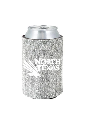 North Texas Mean Green Silver Glitter Can Coolie - Silver