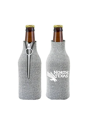 North Texas Mean Green Glitter Bottle Coolie - Silver