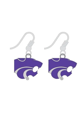 K-State Wildcats Dangle Logo Womens Earrings